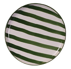 Prato Redondo Liso Listras Verdes - 26cm