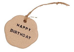 Adorno Placa Flor Wishes Happy Birthday - 8cm x 8cm