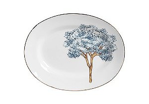 Travessa Grande com Filete Ouro Ypê Azul - 42cm x 33cm