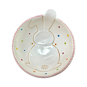 Bowl Coelho Páscoa em Cerâmica Rosa