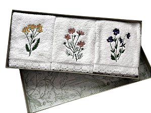 Set Toalha Lavabo Garden - 3 Toalhas 50cm x 35cm