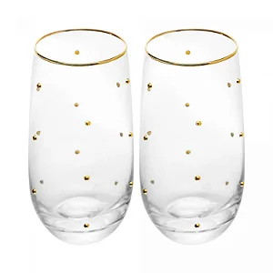 Conjunto 2 Copos Balls Fio de Ouro 300ml Vidro - Wolff