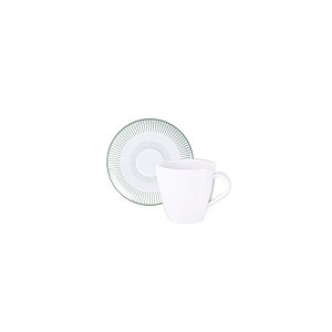 Conjunto Xícara e Pires de Chá Lineare em Porcelana Decorada - 200 ml