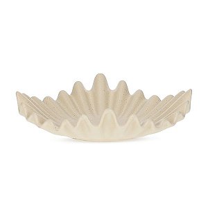 Centro de Mesa em Cerâmica Zig Zag Off-white - 33cm