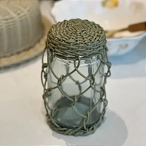 Pote de Vidro P 800ml com Vime Oliva