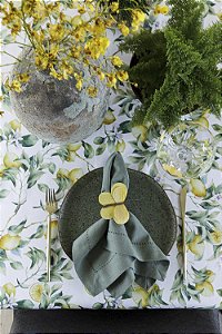 Toalha de Mesa Acqua Limone Quadrada - 2,20m x 2,20mm Auguri Casa