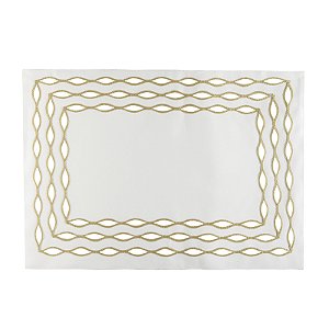 Jogo Americano Olea Branco com Bordado Dourado - 35cm x 50cm Auguri Casa