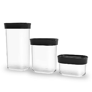 Conjunto 3 Potes Modulus Hermetico 60 - Preto