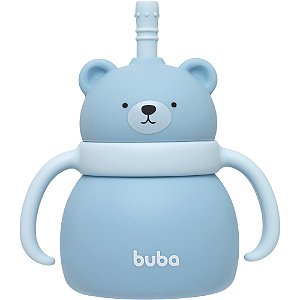 Copo em Silicone com Canudo Ursinho Azul 200ml
