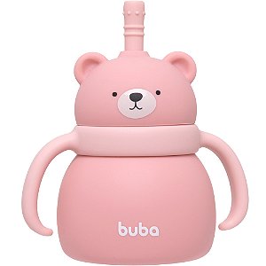 Copo em Silicone com Canudo Ursinho Rosa - 200ml