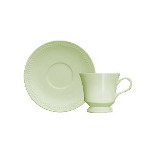 Conjunto Xicara de Café com Pires Cottage Verde Menta - 06 Unidades - 80ml