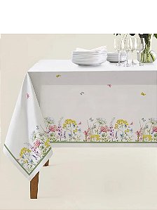 Toalhinha de Chá Floral com Borboletas - 80cm x 80cm