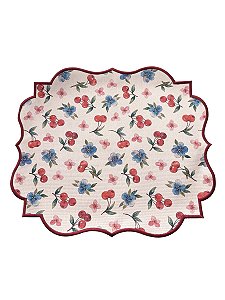 Conjunto 2 Jogos Americanos Retangular Impermeável Dupla Face Cerejas - 48cm x 42cm