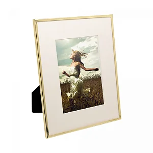 Porta-Retrato de Aço Inox Basic Dourado 15cm x 20cm