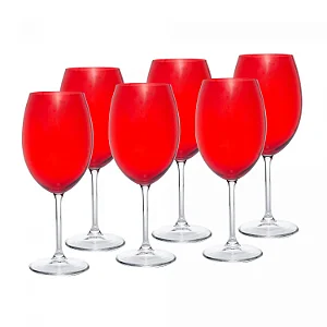 Conjunto 6 Taças de Vinho De Cristal Ecológico Banquet Vermelho - 580ml