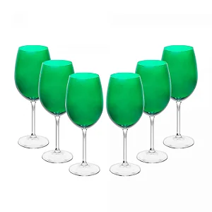 Conjunto 6 Taças de Vinho De Cristal Ecológico Banquet Esmeralda - 580ml