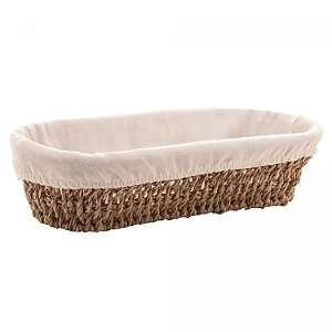 Cesta Oval de Sisal com Forro em Tecido - 28cm x 12cm x 6,5cm