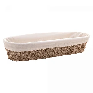 Cesta Oval de Sisal com Forro em Tecido - 43,5cm x 15cm x 8cm