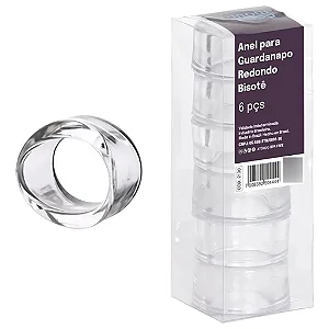 Conjunto com 6 Unidades Anel para Guardanapo Redondo Bisote Cristal