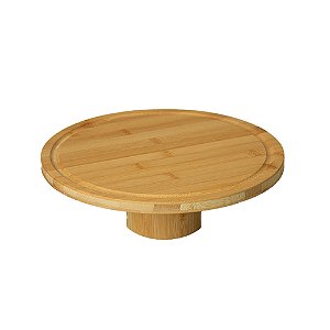 Prato para Bolo de Bambu com Pé G - 28cm x 9cm