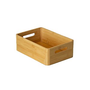 Caixa Organizadora de Bambu com Alça M - 27cm x 16cm x 8,9cm