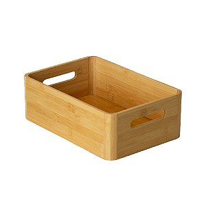 Caixa Organizadora de Bambu com Alça G - 30cm x 19cm x 10,4cm