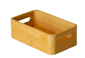Caixa Organizadora de Bambu com Alça GG - 33cm x 22cm x 12cm