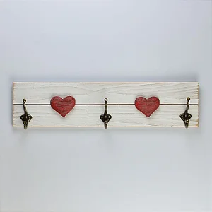 Cabideiro Grande Branco Dois Corações - 50cm