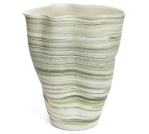Vaso em Cerâmica Ondas Orgânico Verde Medio - 33cm