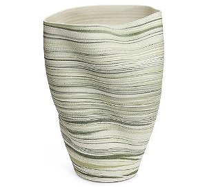 Vaso em Cerâmica Ondas Orgânico Verde Grande - 36cm x 28cm