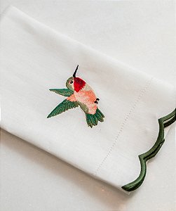 Toalha de Lavabo Linho Branco Beija Flor