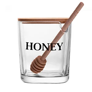 Meleira de Vidro com Tampa e Pegador de Bambu Basic - 9cm x 11cm