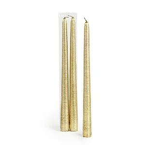 Conjunto com 2 Velas Banquete Metalizada Ouro Natal - 25cm