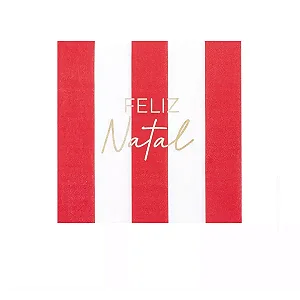Guardanapo de Papel Feliz Natal Vermelho e Branco com 20 Unidades Natal - 33cm