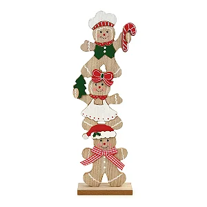 Boneco Decorativo Gingerbread Chef de Cozinha Colorido Natal - 30cm