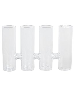 Vaso de Vidro Transparente 4 Cavidades - 20cm x 20cm x 12cm