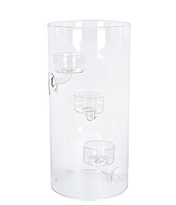 Vaso de Vidro Castiçal Transparente (3 Velas) - 25cm x 12cm