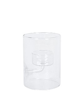 Vaso de Vidro Castiçal Transparente (1 Vela) - 11cm x 8cm