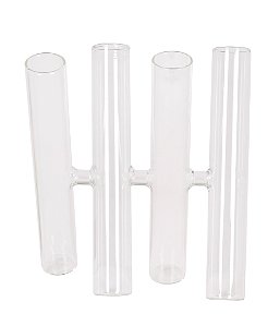 Vaso Inclinado de Vidro Transparente 4 Cavidades - 19cm x 19cm x 10cm