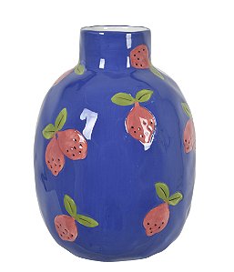 Vaso em Cerâmica Morangos Colorido - 26cm x 18cm