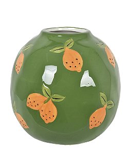 Vaso em Cerâmica Morangos Colorido - 17cm x 16cm