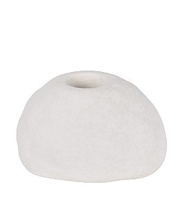 Vaso Castiçal Orgânico em Cerâmica Branco - 9cm x 6cm x 5cm