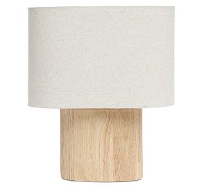 Abajur / Luminaria em Madeira e Linho - 36,5cm x 30cm x 15cm