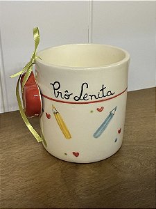Caneca / Porta Caneta em Cerãmica Professor