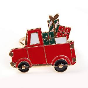 Jogo com 4 Anéis de Guardanapo Caminhão Natal - 4,4cm x 4,8cm x 4,3cm