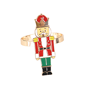 Jogo com 4 Anéis de Guardanapo Quebra Nozes Natal - 5,6cm x 2cm x 4,2cm