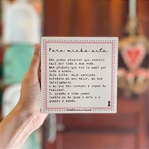 Quadro Box Para Minha Neta - 12cm x 12cm
