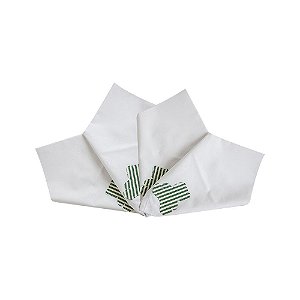 Conjunto com 4 Guardanapos Tricoline Lisa Branca com Urso em Sarja Verde e Cru Natal