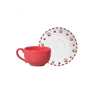 Conjunto com 6 Xícaras e Pires Chá Amarena - 250ml