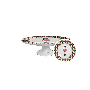 Boleira Soldadinhos Filete Ouro Pequena Natal - 21cm